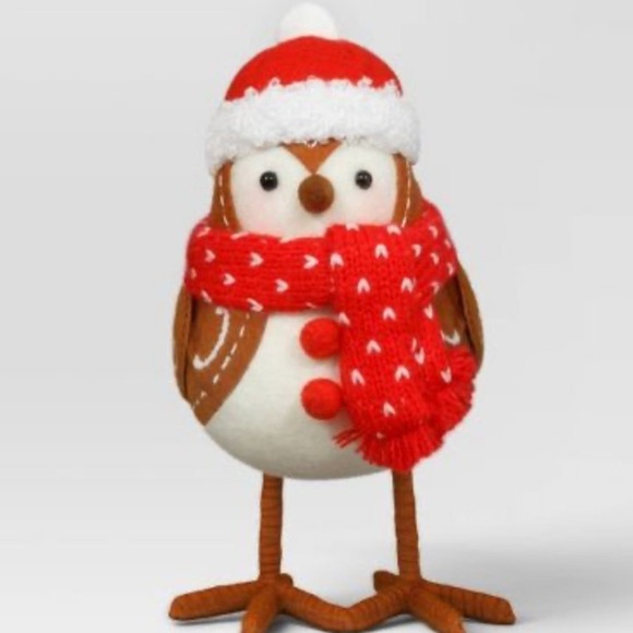 Featherly Friends Fabric Bird Christmas Figurine Wearing Red Scarf - Wondershop - Picture 5 of 6